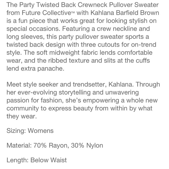 Future Collective Kahlana Barfield Brown party twisted back crewneck sweater - Picture 5 of 10